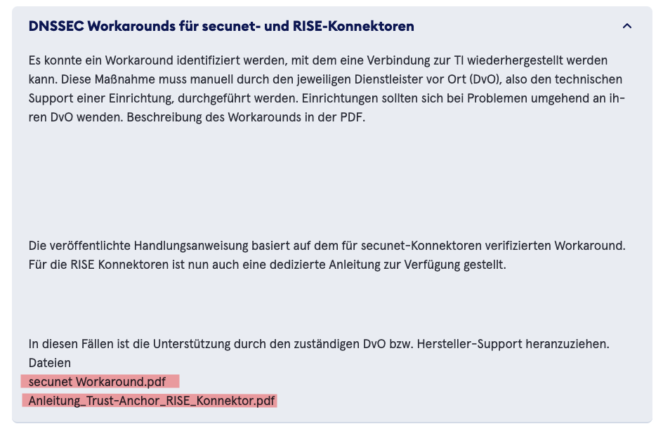 Screenshot der Gematikseite
